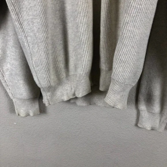 EDDIE Bauer Sweater Cream Knit Varsity Stripe V Pullover Casual Sz X Large Tall - Picture 4 of 13